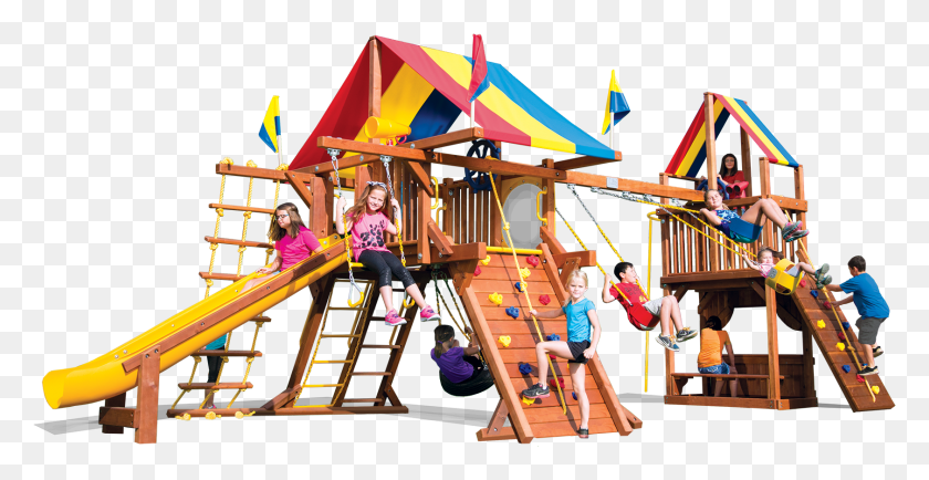 1683x809 Rainbow Castle With Tower Playground, Person, Human, Play Area HD PNG Download
