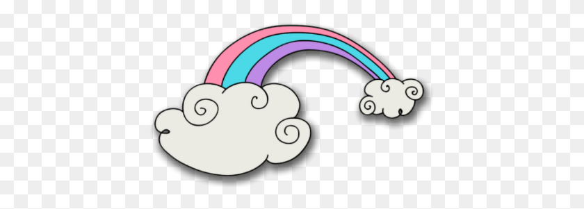 411x241 Rainbow Clouds Cartoon Weather Blue Purple Pink, Graphics, Floral Design HD PNG Download