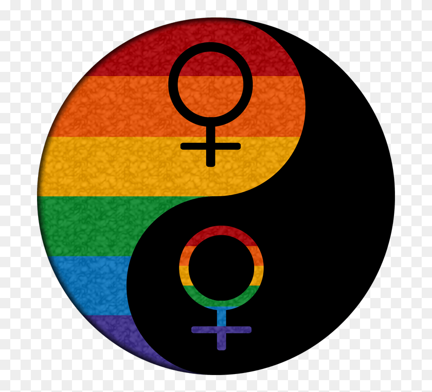 703x703 Rainbow Colored Lesbian Pride Yin And Yang With Matching Yin Yang Gay Symbol, Alphabet, Text, Hand HD PNG Download