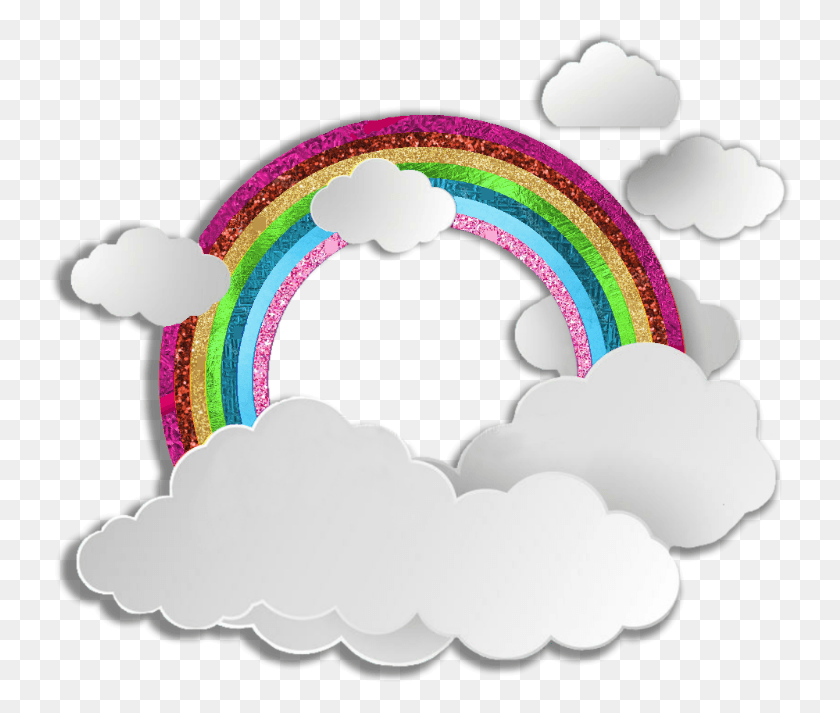 744x653 Rainbow Colorful Paperclouds Vector Glitter Weather Bracelet, Graphics, Nature HD PNG Download