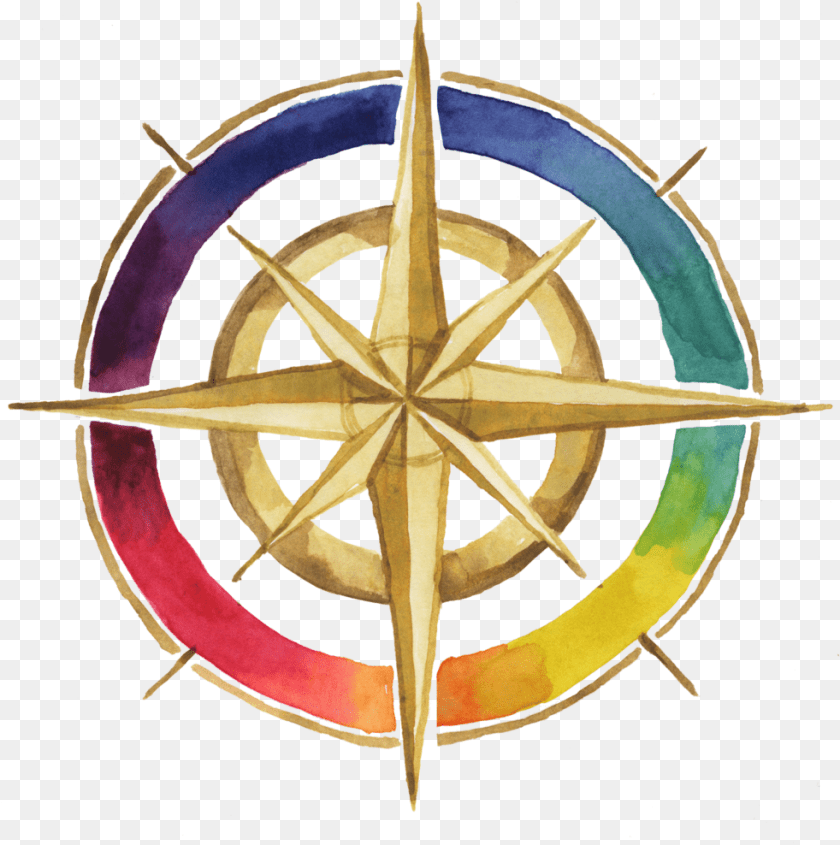 982x988 Rainbow Compass Simple Emblem, Machine, Wheel PNG
