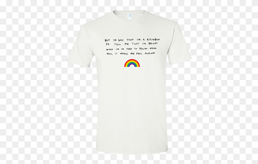411x473 Rainbow Embroidered White Tee Active Shirt, Clothing, Apparel, T-shirt HD PNG Download