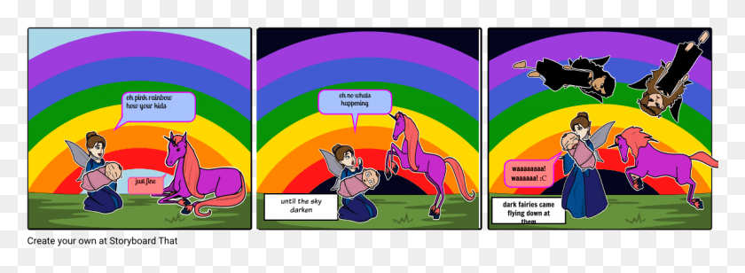 1155x368 Rainbow Fairy Cartoon, Person, Dog, Animal HD PNG Download