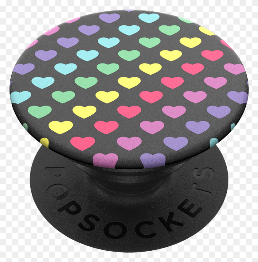 795x810 Rainbow Hearts Popsockets Popsockets Saffiano Negro, Cojín, Muebles, Pastel De Cumpleaños Hd Png