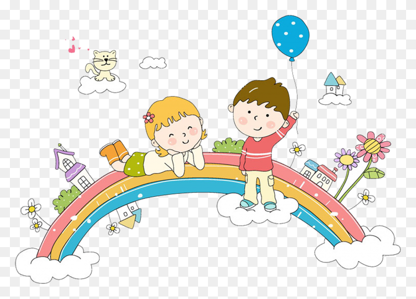 2895x2026 Rainbow Information Whiteboard Child Cartoon Interactive Cartoon Nursery School Images, Graphics HD PNG Download