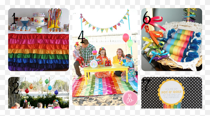 1095x568 Rainbow Party Ideas, Collage, Poster, Advertisement HD PNG Download