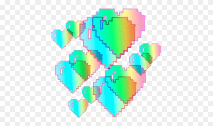437x437 Descargar Png / Rainbow Pastel Hearts Overlay Tumblr Pixel Naklejki Dlya Fotoshopa Serdechki, Graphics, Text Hd Png