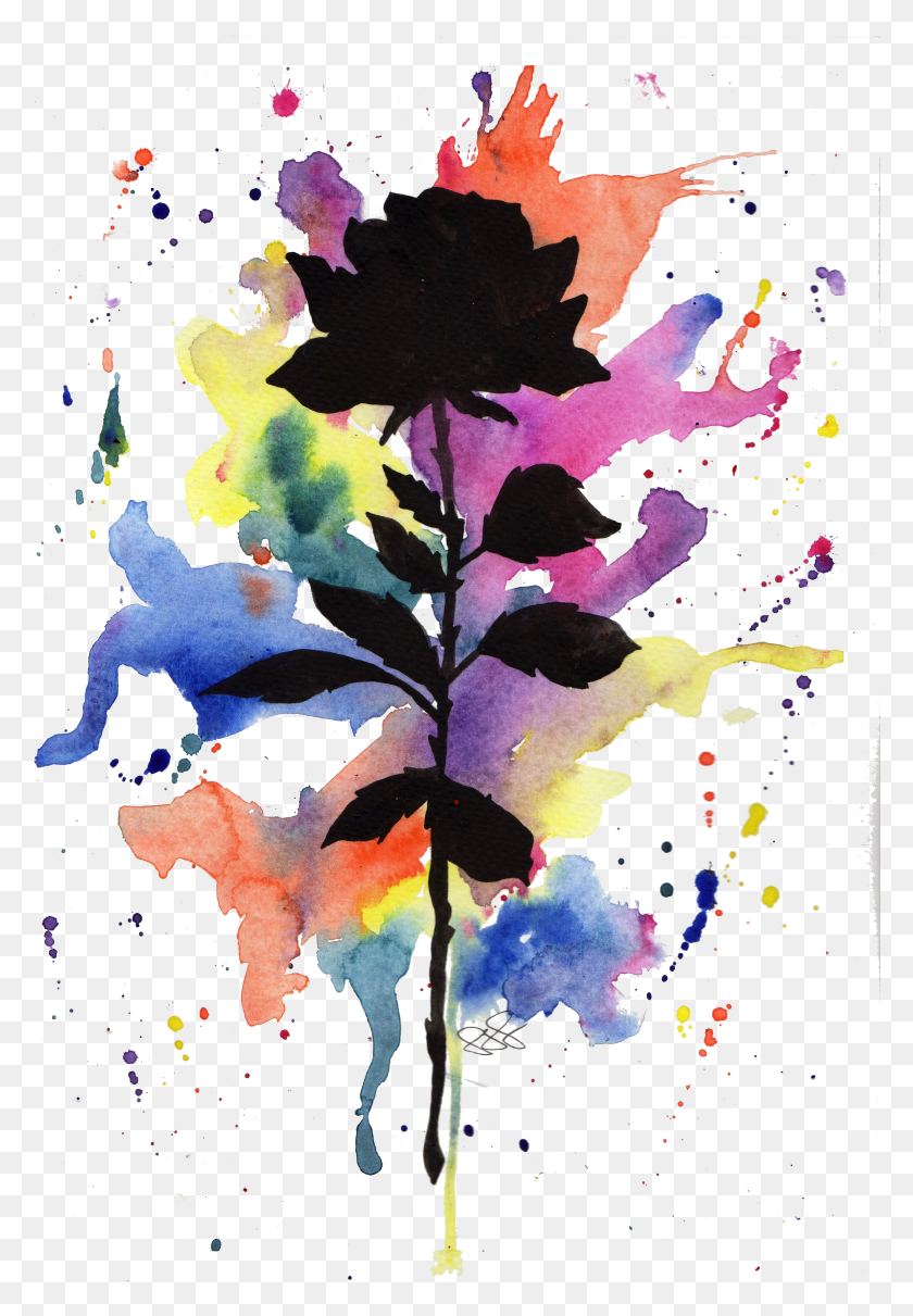 2377x3510 Rainbow Rose Watercolor Paint HD PNG Download