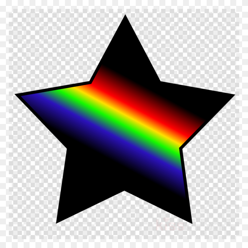 900x900 Rainbow Star With Black Clipart Clip Art Black Star With No Background, Pattern, Graphics HD PNG Download