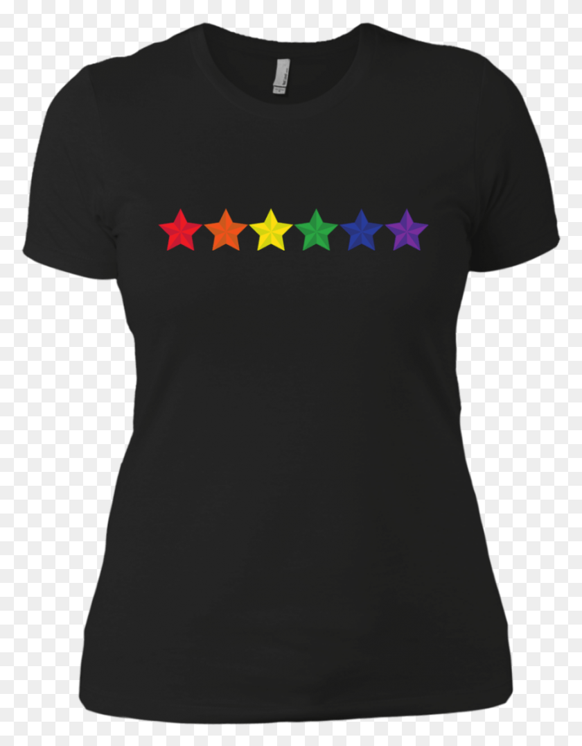 879x1144 Rainbow Stars Lgbt Pride Black Tshirt For WomenData T Shirt, Clothing, Apparel, T-shirt HD PNG Download
