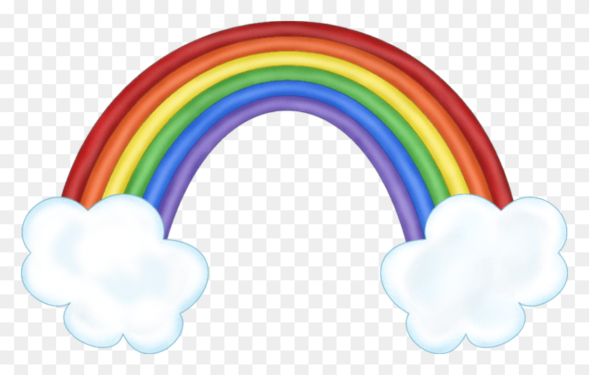 822x501 Rainbow With Clouds 3 Clipart Arco Iris Com Nuvem, Frisbee, Toy, Light HD PNG Download