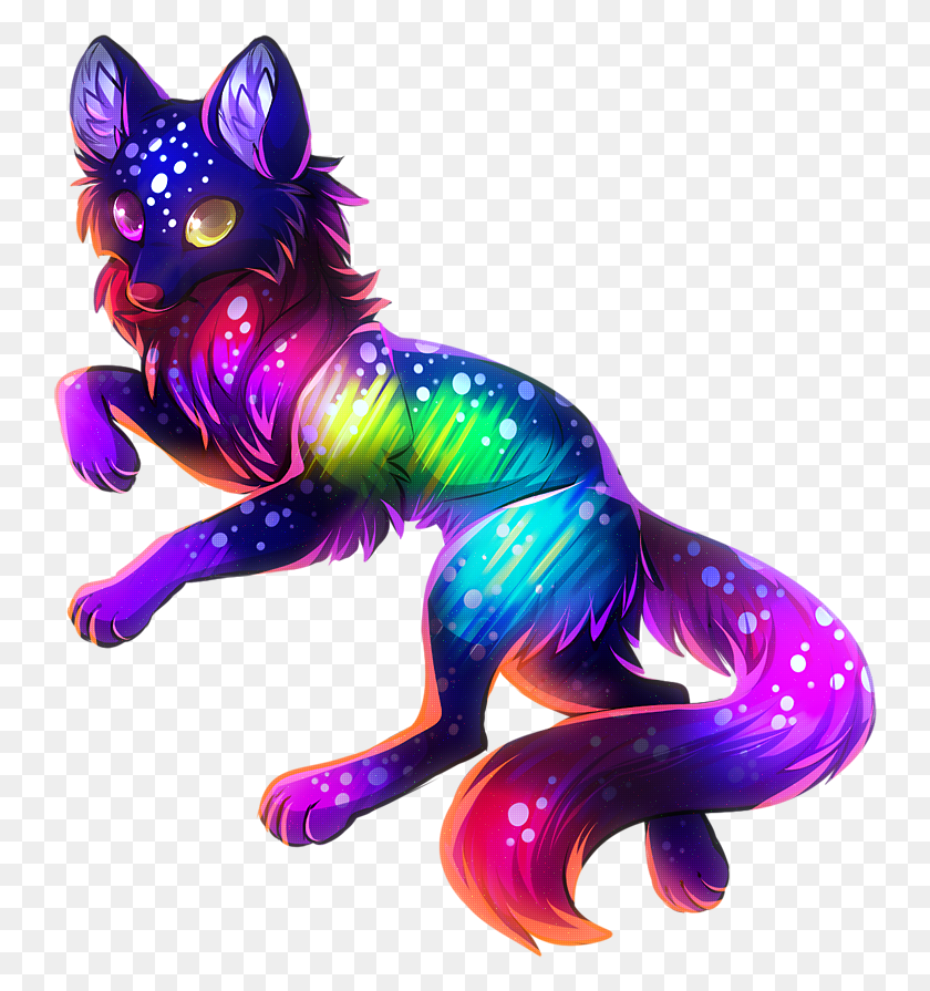744x835 Rainbow Wolf Animal Puppy Pup Baby Freetoedit Rainbow Wolves, Light, Dragon, Purple HD PNG Download