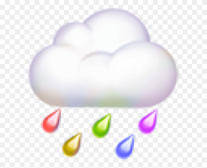 617x623 Raining Rainbow Emoji Cloud Overlay Overlays, Balloon, Ball, Cushion HD PNG Download