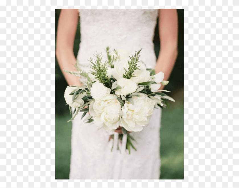 453x601 Ramo De Rosas Blancas Adornado Con Hojitas White Peony Wedding Bouquet, Plant, Person, Human HD PNG Download
