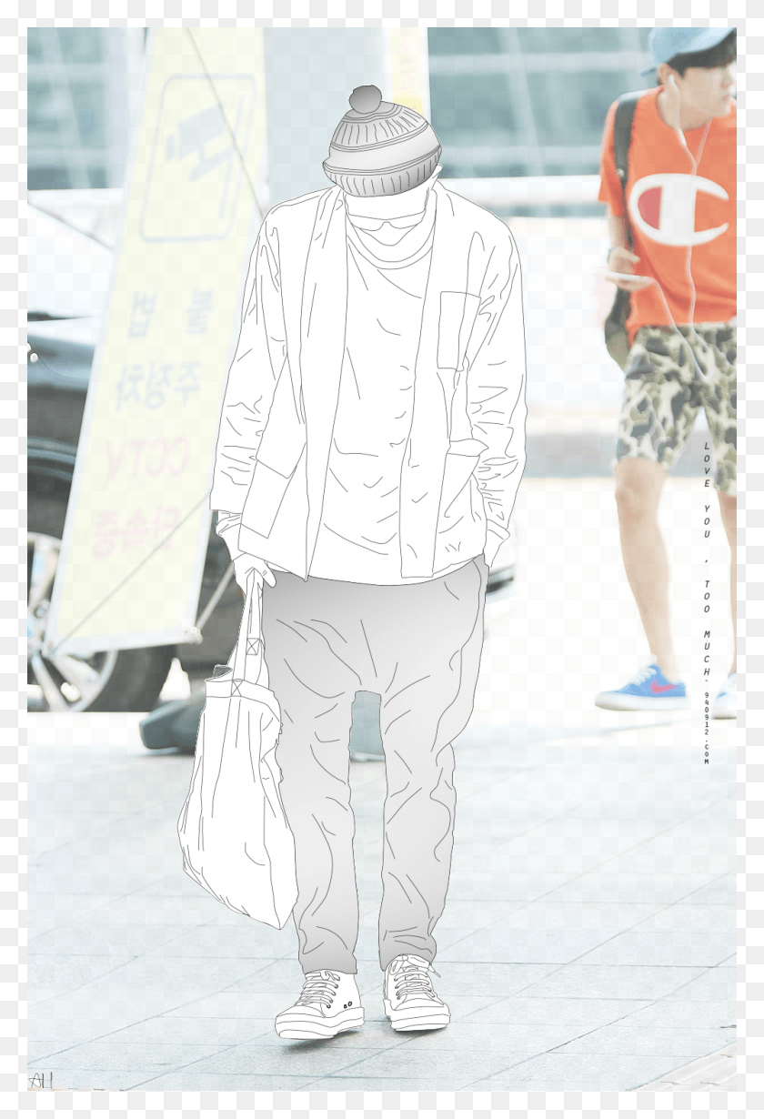 1000x1500 Rap Monster Bts Lineart Standing, Person, Human, Sleeve HD PNG Download