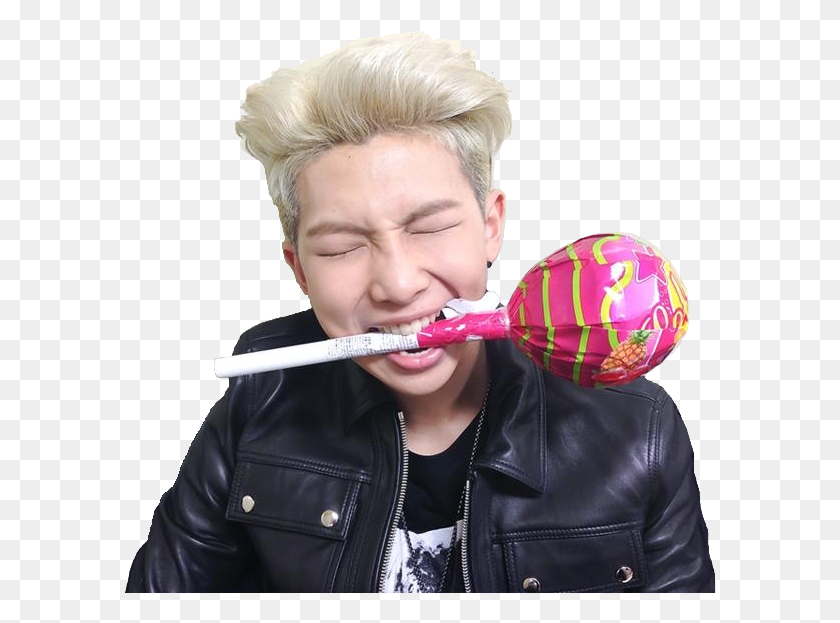 593x563 Rap Monster With Lollipop, Person, Human, Clothing HD PNG Download