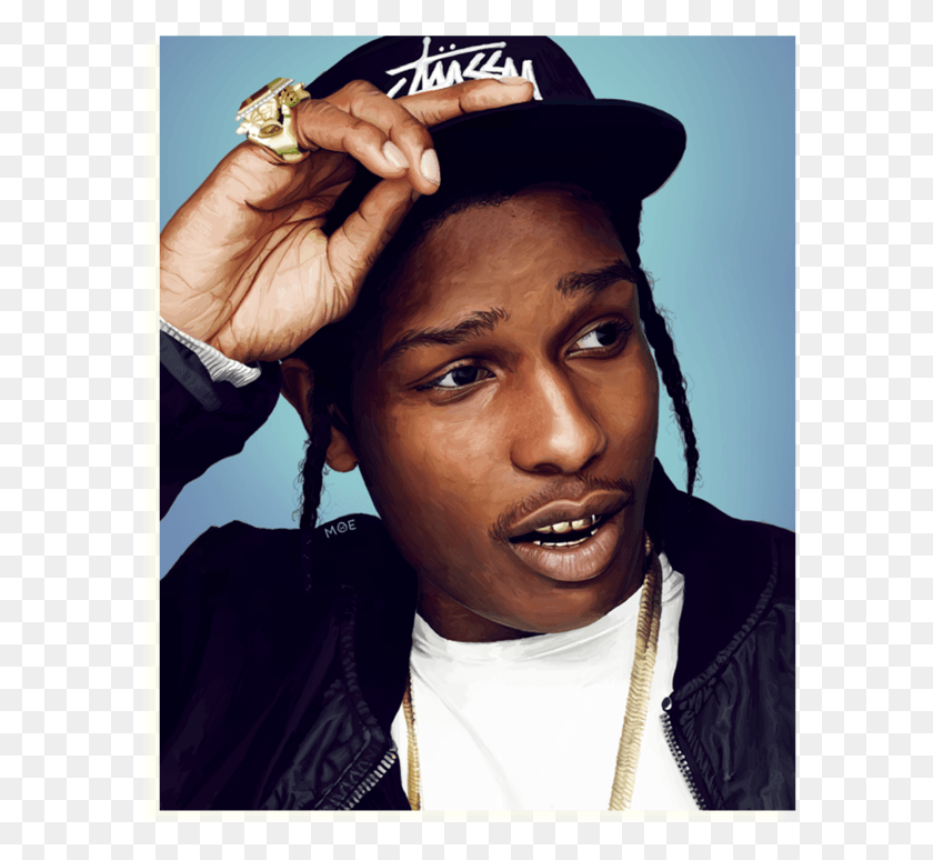594x714 Rapper And Musicians Seem To Be A Favorite Of Hers Asap Rocky Comme Des Fuckdown, Face, Person, Human HD PNG Download