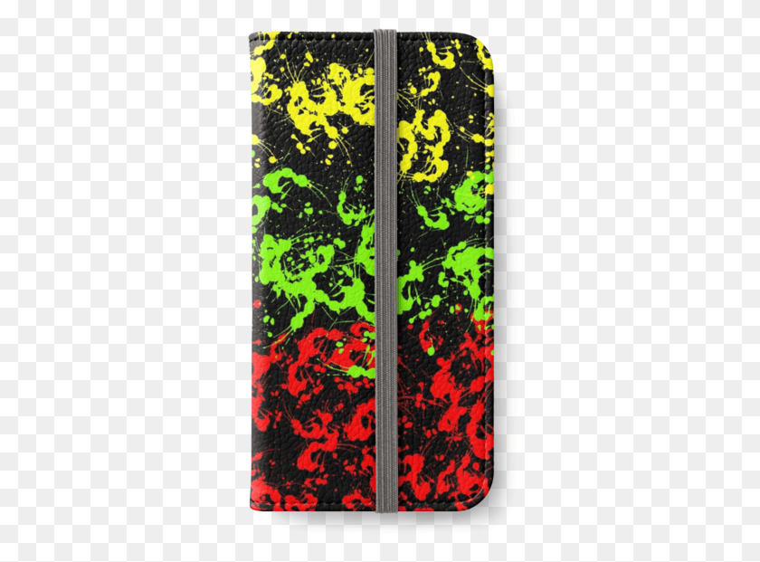 308x561 Rasta Paint Splatter Iphone Wallets By Amy Anderson Graphic Design, Rug, Zipper, Text HD PNG Download