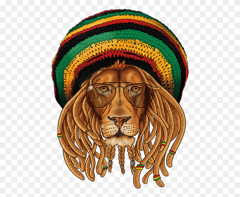 481x631 Rastafari Judah Of T Shirt Lion Hat Clipart Rasta Lion, Face, Person, Human HD PNG Download