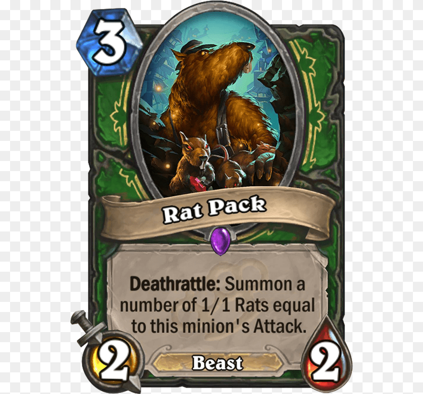 562x783 Rat Pack Is A 3 Mana Cost Epic Hunter Minion Beast Hearthstone Druid Cards, Advertisement, Baby, Person, Poster Sticker PNG