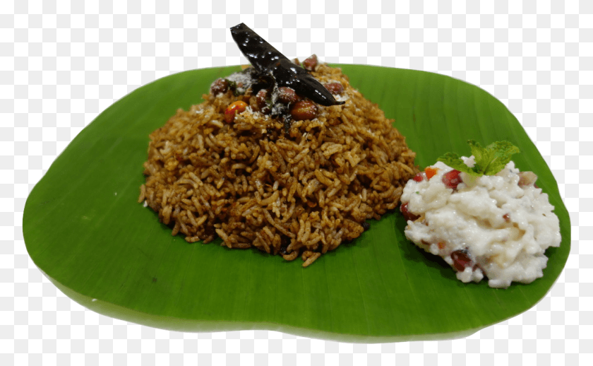 1134x667 Ravan Bhaat And Fruit Curd Rice Banana Leaf Rice, Plant, Vegetable, Food HD PNG Download