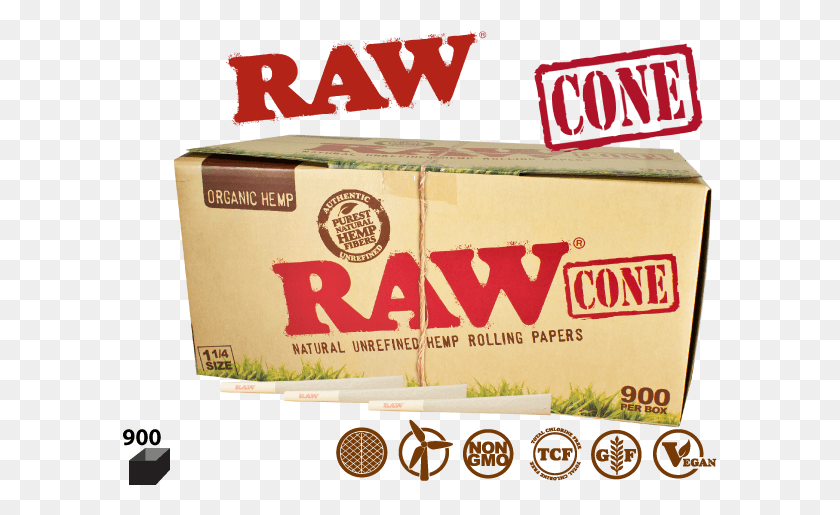 595x455 Raw Org 900 Cone 114 B Raw Organic 1 1 4 Pure Hemp Pre Rolled Cones, Box, Text, Label HD PNG Download
