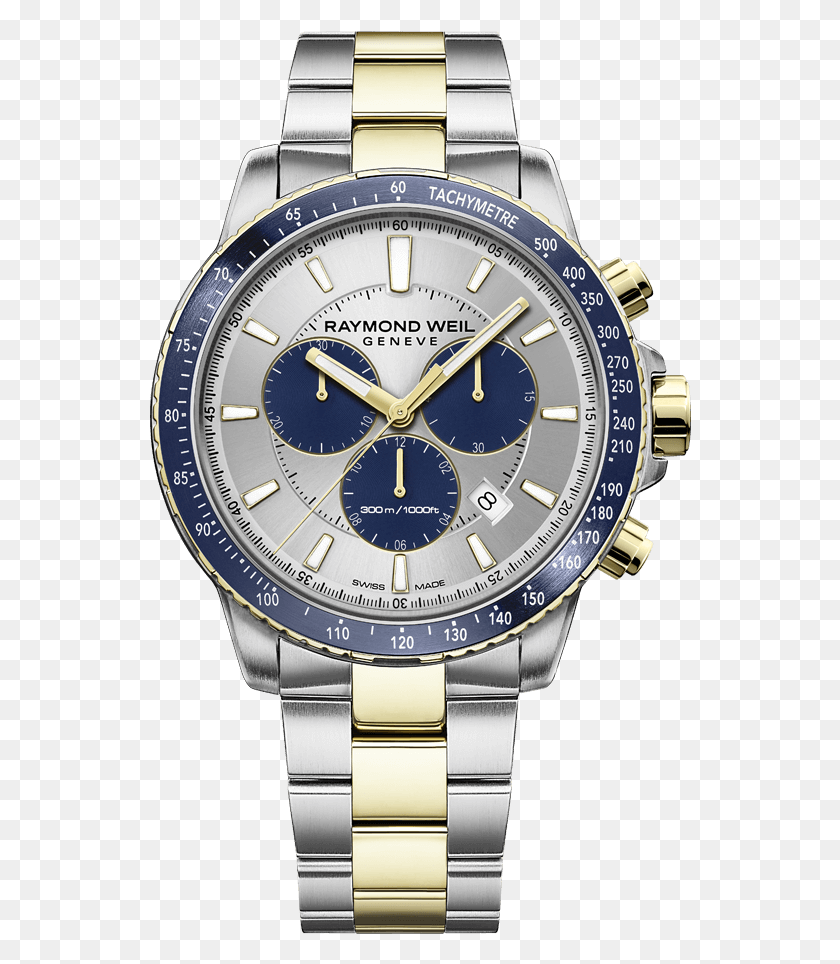 542x904 Raymond Weil Tango Blue Two Tone Gold Quartz Chronograph Raymond Weil Tango Chrono, Wristwatch, Text, Number HD PNG Download