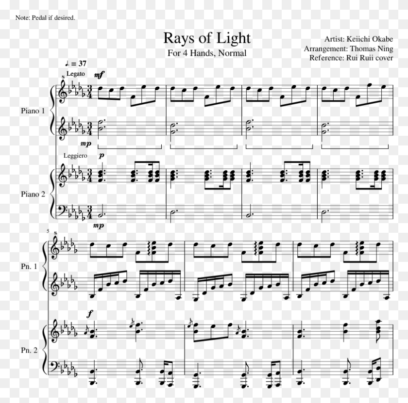 785x776 Rays Of Light Piano Duet Normal Imagine Ariana Grande Sheet Music, Gray, World Of Warcraft HD PNG Download