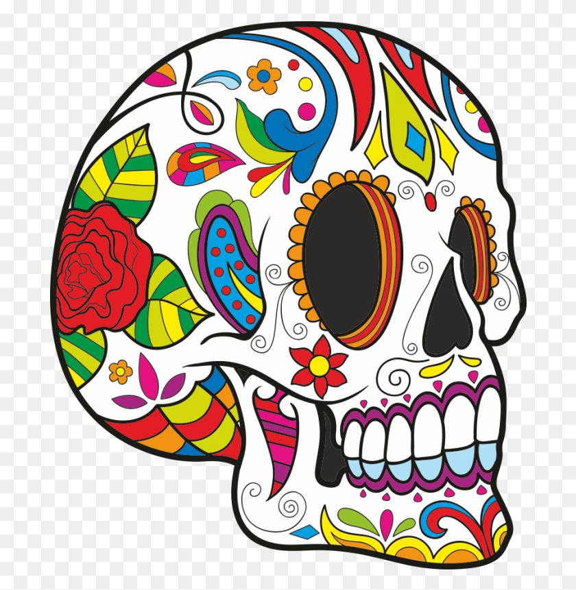 696x801 Rb Dia De Los Muertos Byoc Sugar Skull Profile, Doodle HD PNG Download