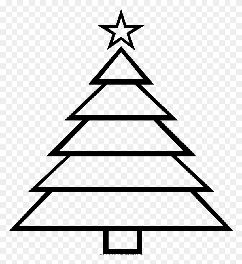 875x960 Descargar Png Rbol De Navidad Pgina Para Colorear Christmas Tree Drawing Pencil, Gray, World Of Warcraft Hd Png