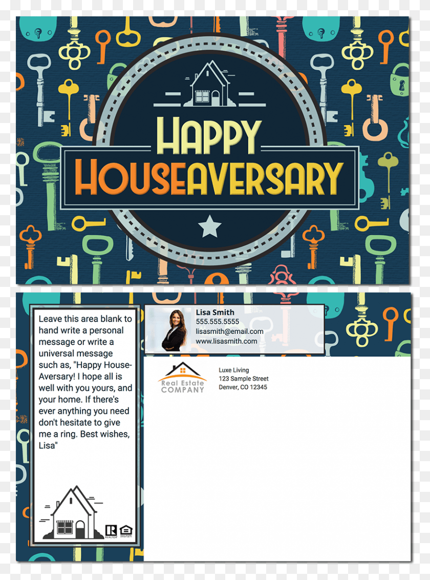 816x1122 Real Estate Postcard Happy Houseaversary, Person, Human, Advertisement HD PNG Download