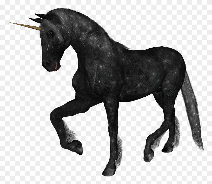 1997x1720 Реалистичный Черный Единорог, Лошадь, Млекопитающее, Животное Hd Png Скачать