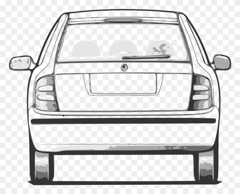 1280x1018 Rear View Of Auto Back Car Image Car Back Side Drawing, Bumper, Vehicle, Transportation HD PNG Download