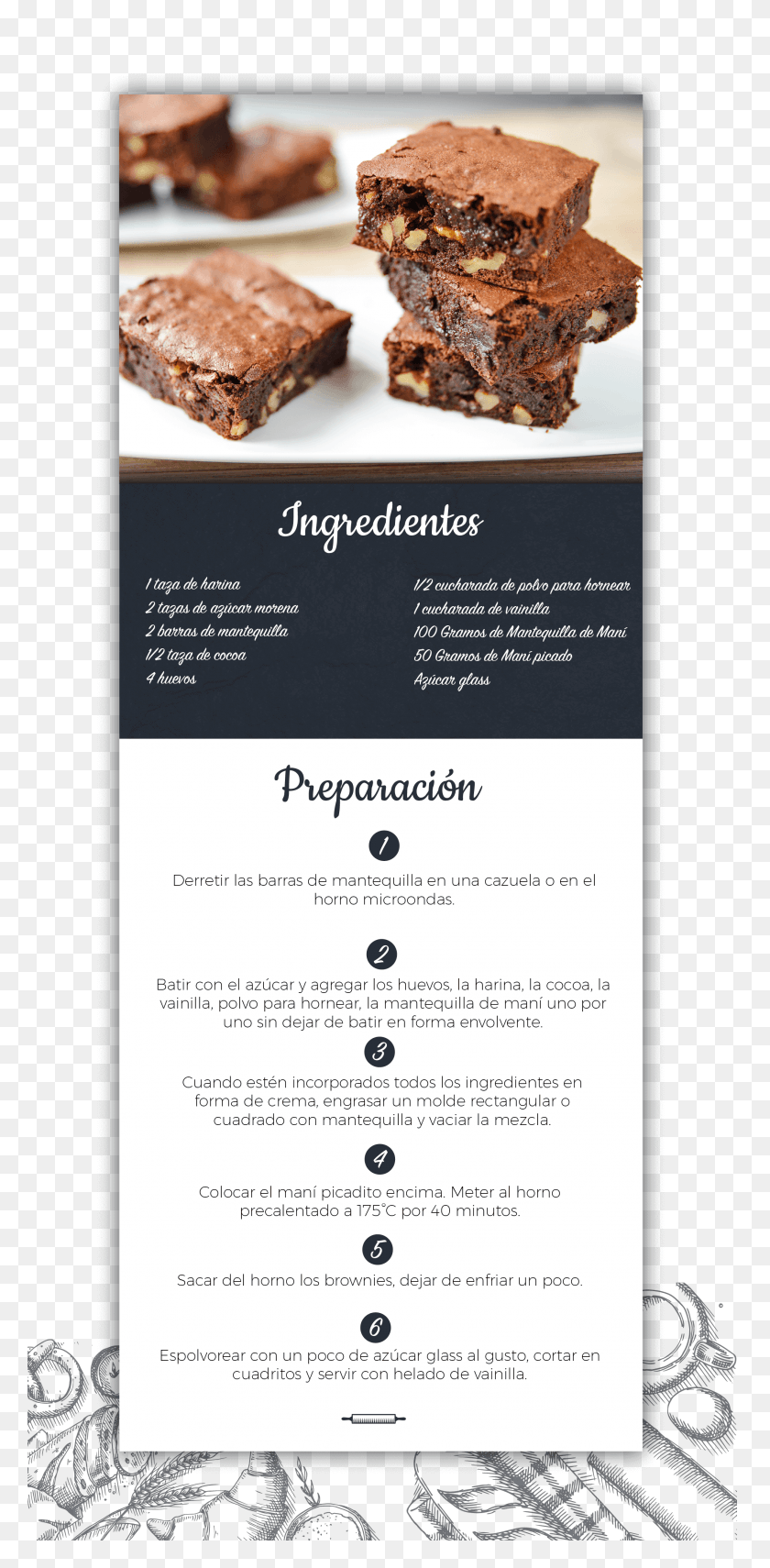 2085x4411 Receta De Brownie 01 Chocolate Cake, Poster, Advertisement, Flyer HD PNG Download