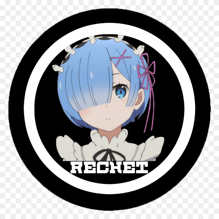 799x799 Descargar Png Rechet Girl Black White Logo Re Zero Blue Cartoon, Manga, Comics, Libro Hd Png