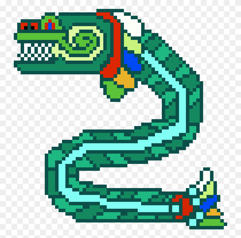 745x769 Reckoner Quetzalcoatl Pixel Art, Число, Символ, Текст Hd Png Скачать