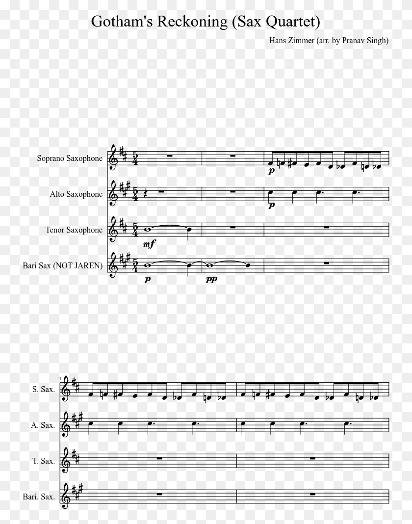 749x1008 Reckoning Sheet Music Composed By Hans Zimmer Bob Omb Battlefield Alto Sax, Gray, World Of Warcraft HD PNG Download