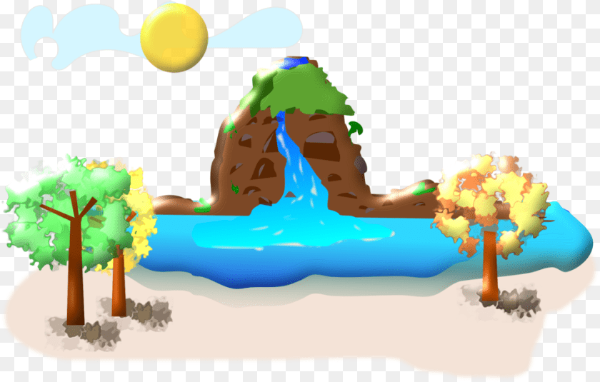 1011x644 Recreationartplay Cartoon Waterfall Icon Transparent, Water Sports, Water, Tree, Swimming PNG