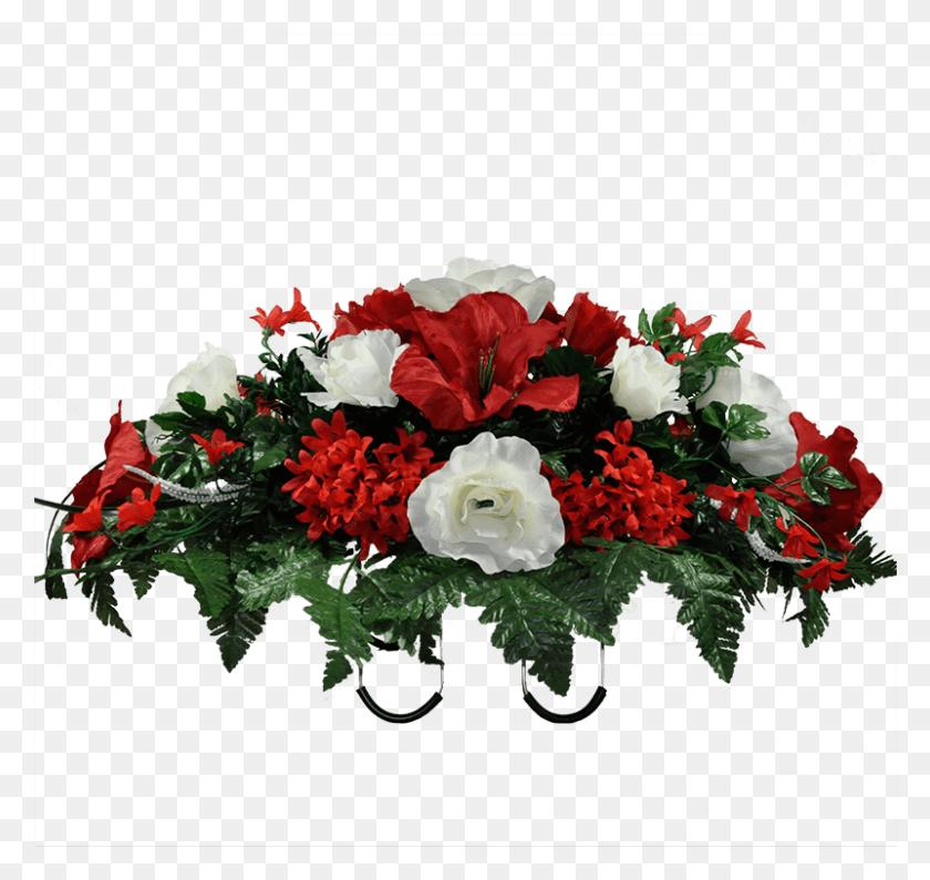 801x755 Descargar Png Red Amaryllis Amp White Rose Mix Arreglos De Cementerio De Navidad, Planta, Flor, Flor Hd Png