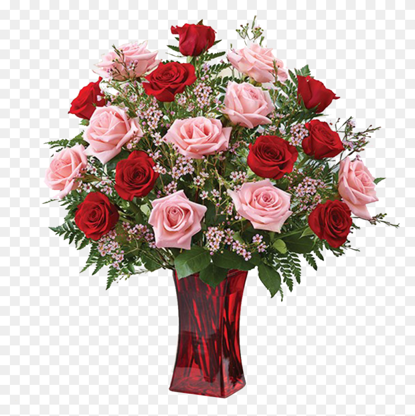 971x975 Red Amp Pink Roses Bouquet Tev52, Plant, Rose, Flower HD PNG Download
