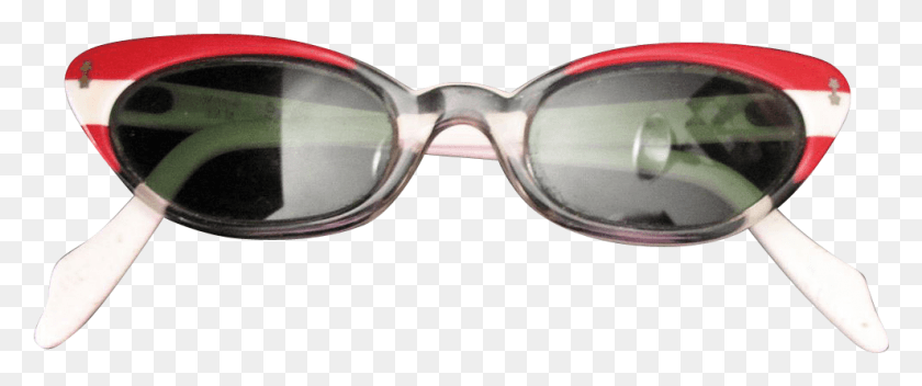 989x371 Red Amp White Cat Eye Sunglasses With Green Lenses Reflection, Glasses, Accessories, Accessory HD PNG Download