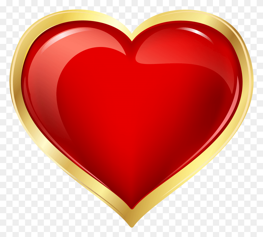7829x6990 Red And Gold Heart Clip Art Image, Balloon, Ball, Label HD PNG Download