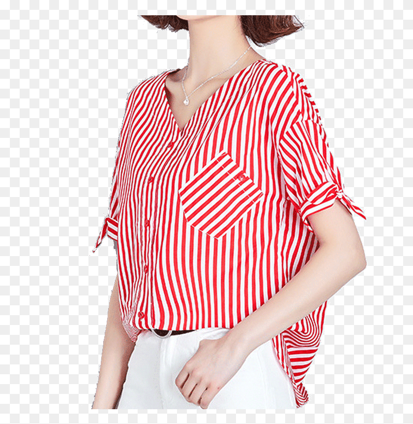 656x801 Red And White Stripes Blouse, Clothing, Apparel, Shirt HD PNG Download