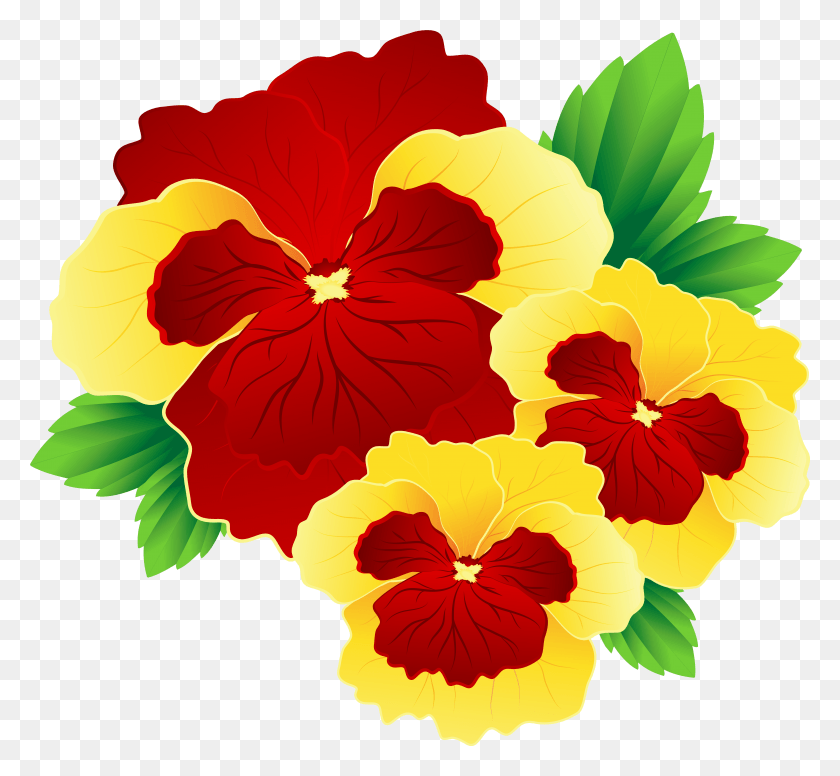 6070x5576 Red And Yellow Pansies Clipart Image Yellow And Red Flowers Clipart, Plant, Flower, Blossom HD PNG Download