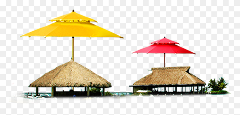 2048x901 Red And Yellow Summer Huts, Patio Umbrella, Garden Umbrella, Umbrella HD PNG Download
