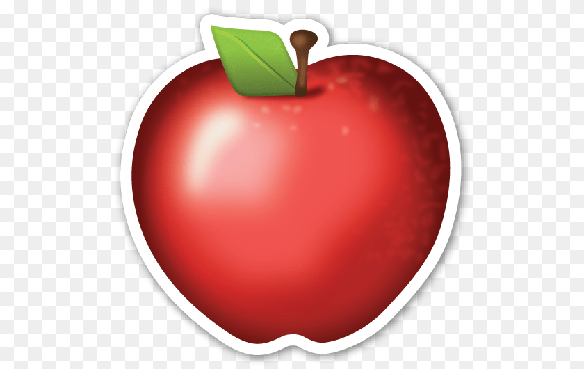 525x531 Red Apple Emoticon And Stickers Emoji Stickers, Food, Fruit, Plant, Produce Sticker PNG
