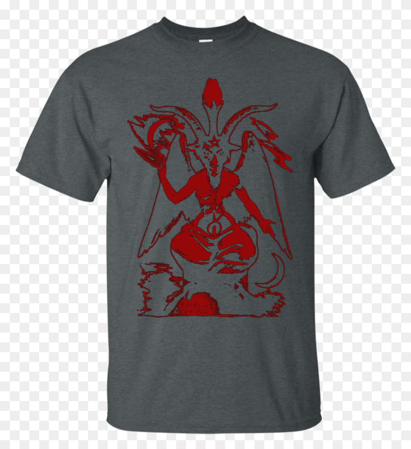 1039x1143 Descargar Png Red Baphomet Magia Negra Satanic Devil Ropa Arte Del Coche En La Camiseta, Ropa, Camiseta, Mano Hd Png