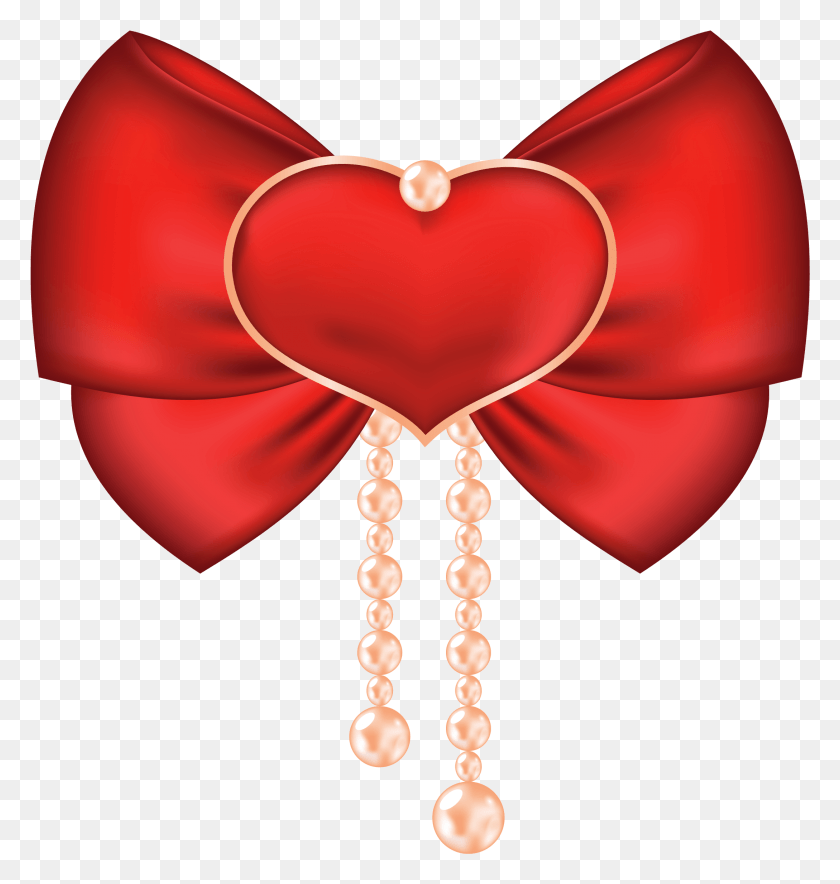 2177x2301 Red Bow With Heart Clipart Picture Red Heart Balloons, Lamp, Accessories, Accessory HD PNG Download