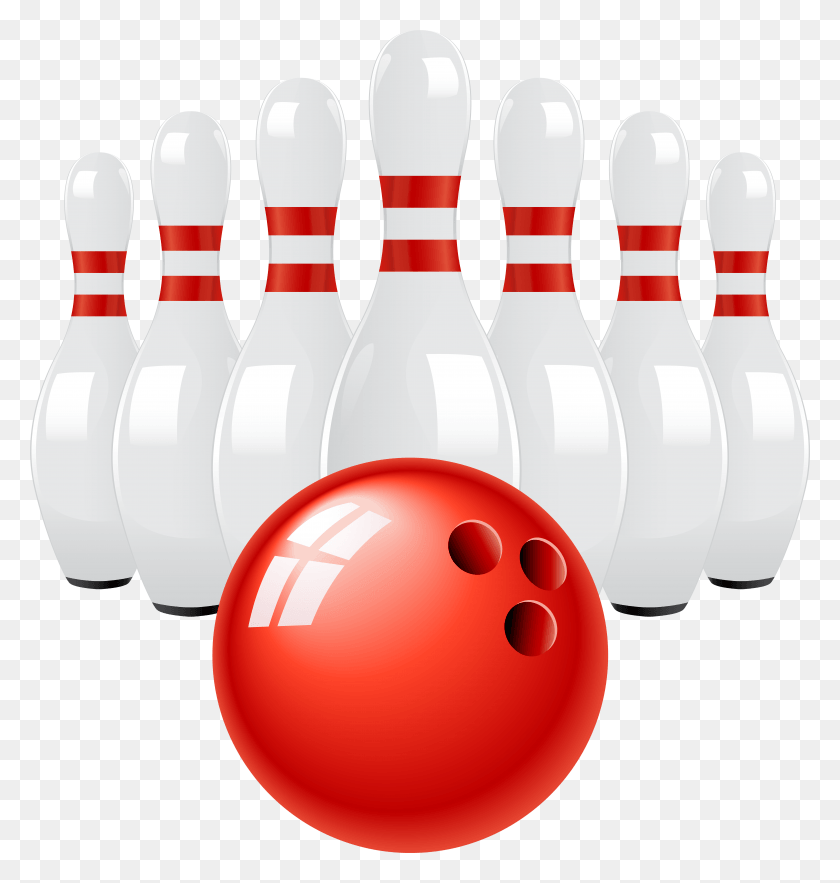 7454x7873 Red Bowling Ball And Pins Clip Art, Bowling, Sport, Ball HD PNG Download
