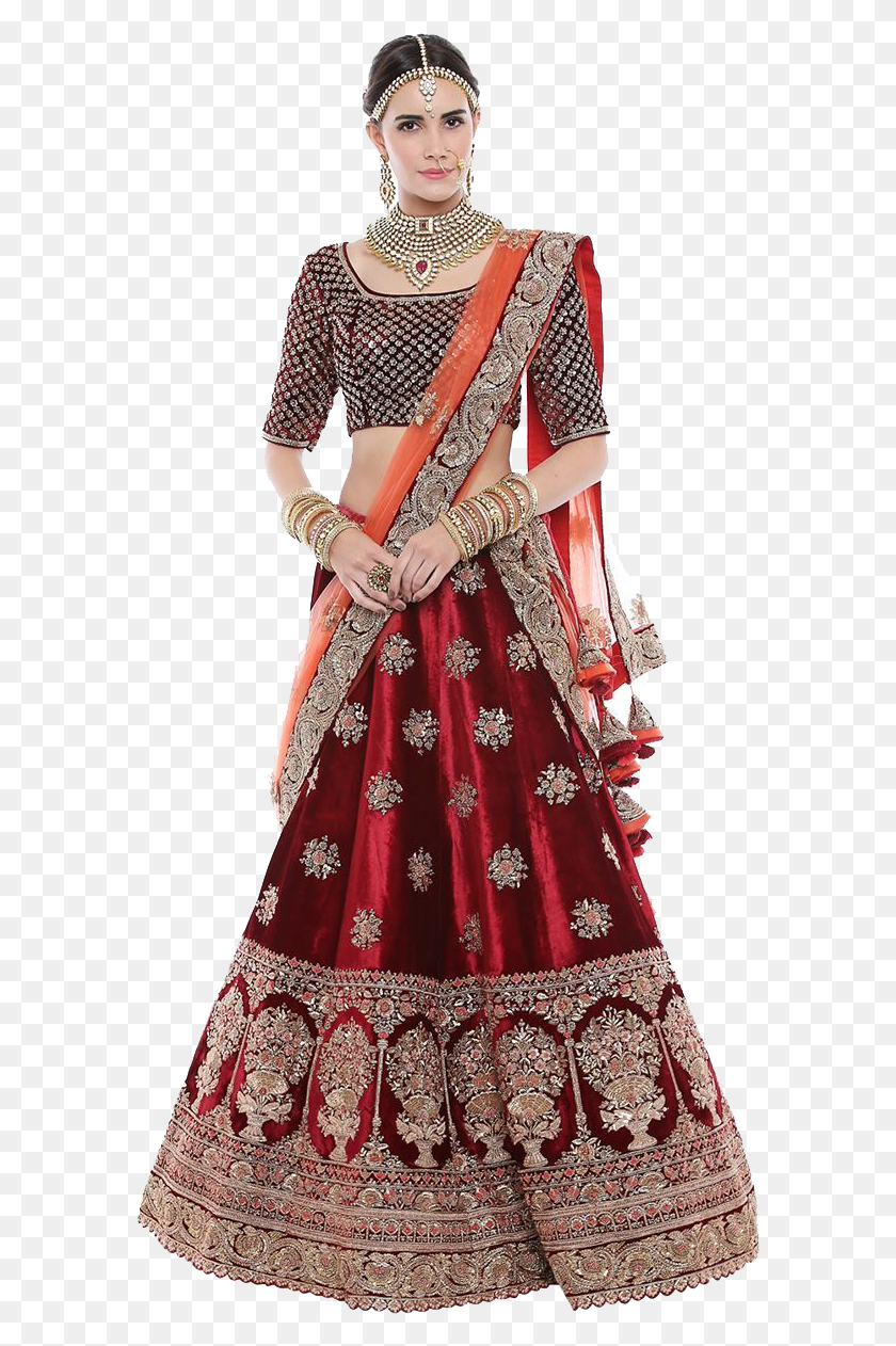 585x1202 Red Bridal Lehenga Transparent Image Bridal Lehenga Images, Clothing, Apparel, Sari HD PNG Download